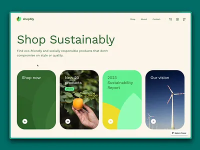 Design exploration for a fake website animation duyluong framer interaction interaction design sustainability ui website
