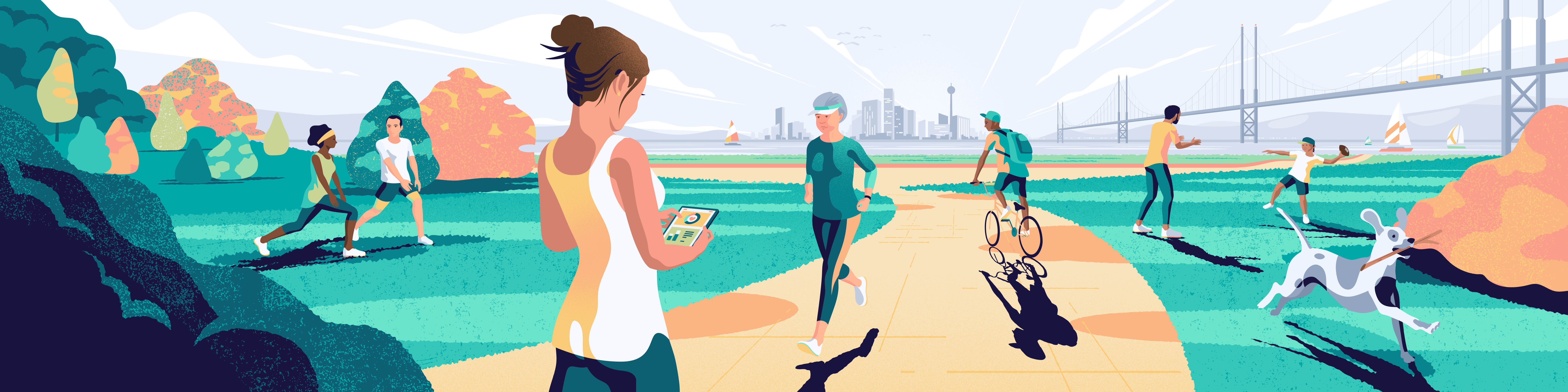 Color – Brand illustrations cycling fitness genomics golden gate bridge health healthy living healthyvector hero illustration illustration landscape format lifestyle medical illustration outdoors park product illustration runner scottish artist scottish illustrator sports welness