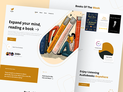 E-library Landing Page Design book landing page landing page landing page design library landing page ui design ux design