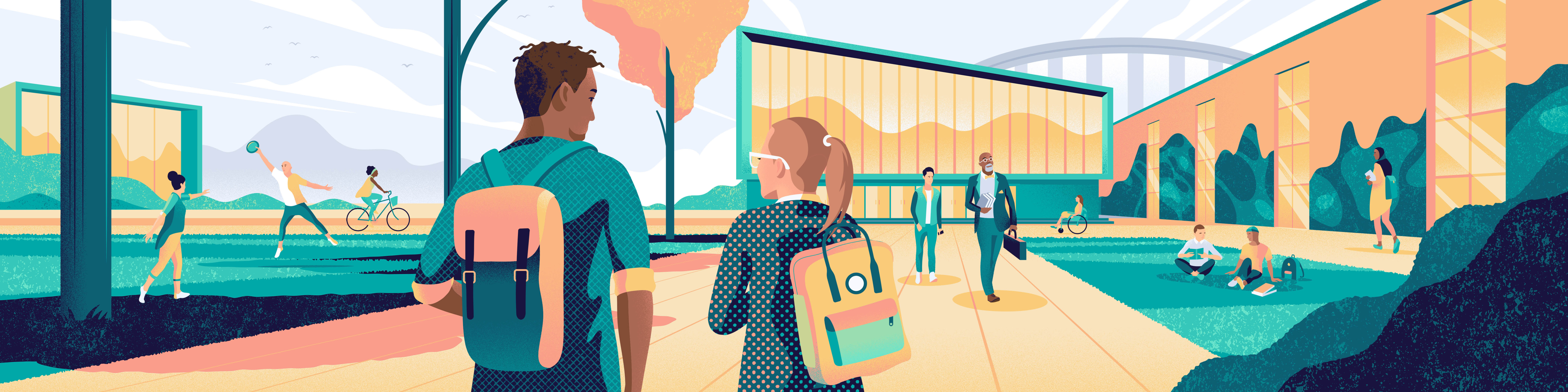 Color – Brand illustration adobe illustrator brand illustration bright campus clip studio paint colourful illustration jack daly landscape format lifestyle product illustration scottish illustrator students university vector vector illustration young couple