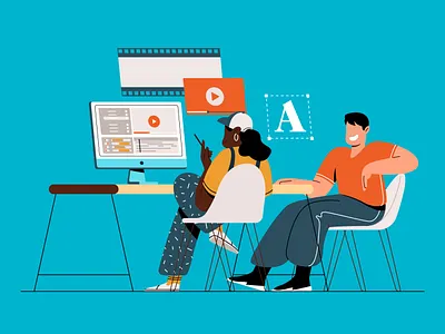 Editing, Production, and Distribution of Training Video editing illustration flat illustration illustration illustration art production training video vector illustration