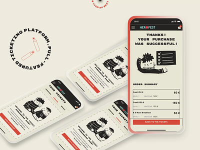 Mobile Events app UI/UX - Purchase tickets Design brutalism style buy tickets cart empty state illustration in mobile design linear design minimalistic design mobile purchasing tickets order data order summary purchase tickets successful order successful purchase tickets order typography design