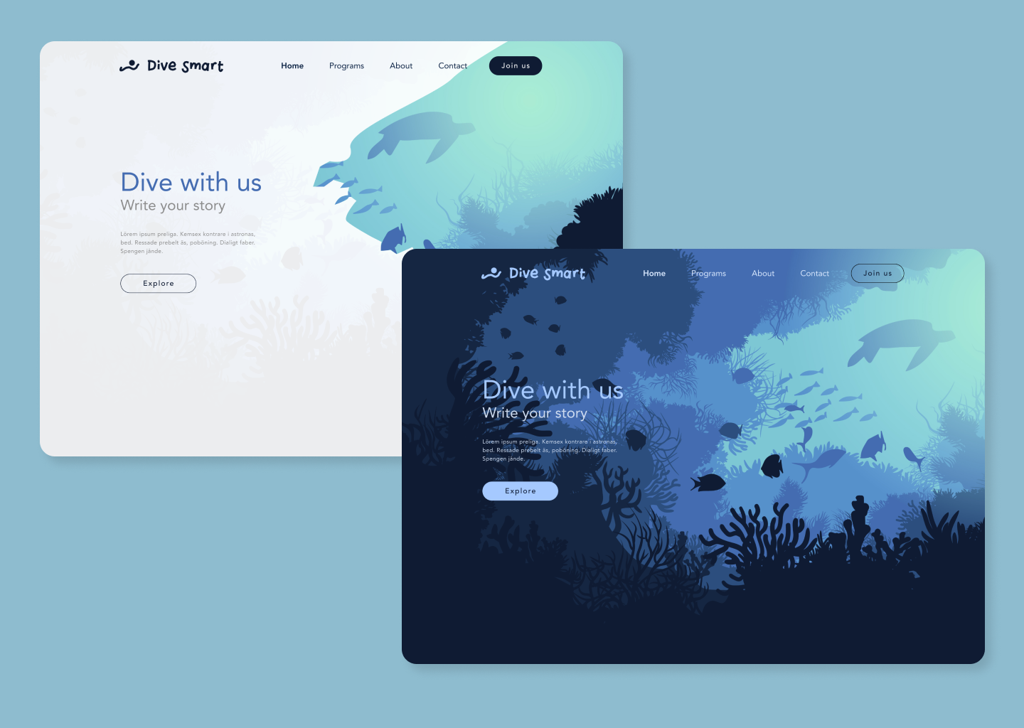 Example of Landing page | Diving school