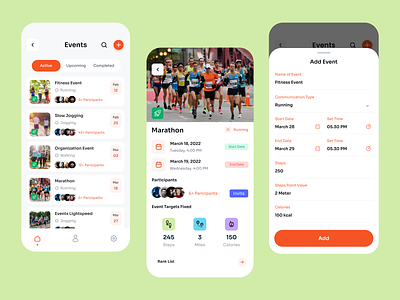 Fitness Mobile App create event creative design details events fitness orange trend ui usability ux visual