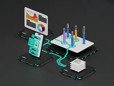 Corporate Data 3D Illustration 3d 3d animation 3d art 3d illustration 3d model 3ddesign analysis business connection corporate data digital finance graphic management marketing strategy technology