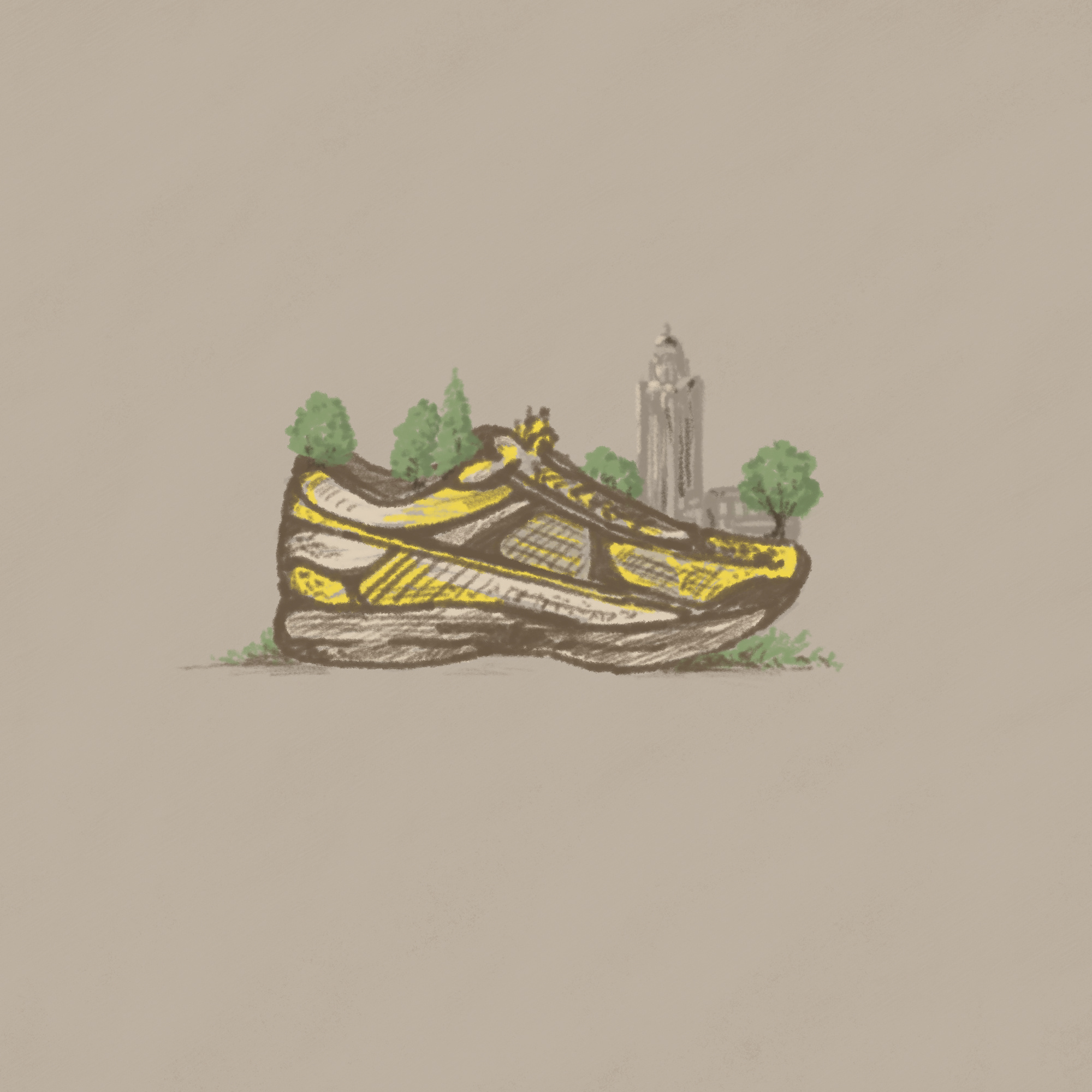Running Shoe design drawing half marathon hand drawn illustration joe horacek lincoln lincoln capitol lincoln ne lincoln nebraska little mountain print shoppe marathon procreate run running sketch