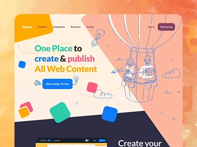 Bringing Notice to Life: The UX/UI Design Process Behind the Lan color designinspiration designthinking dribbble graphic design illustration landing landing page pastel ui userinterface ux vector web webcontentcreation webdesign