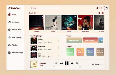 ChrisPlay Musicplayer UI app design ui ux