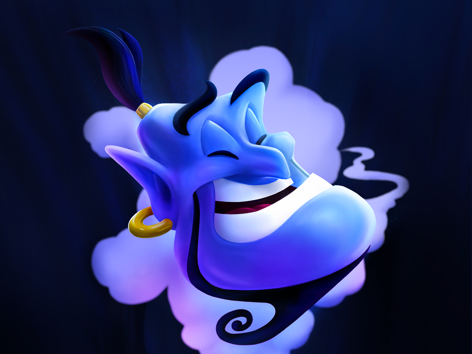 Genie blue digitalart disney fanart genie illustration poster smile teeth wacom wishes
