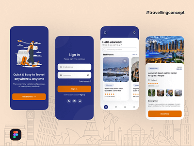 Travelling Service - Mobile App app branding destination figma mobile app product design tourism travel travel agency travel booking travelling app trip ui ux