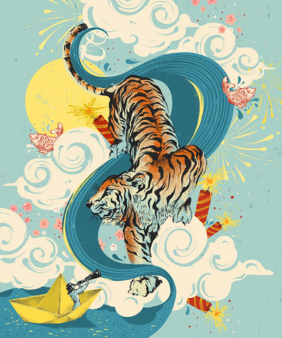 Water Tiger design digital illustration graphic design illustrated poster illustration poster design