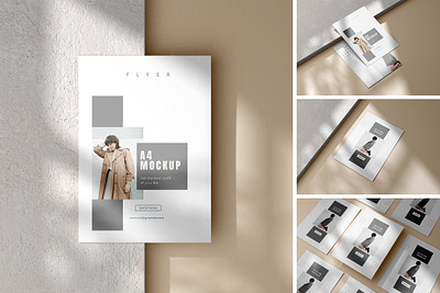 A4 FLYER MOCKUP WITH SHADOW #1 app branding design graphic design illustration logo typography ui ux vector