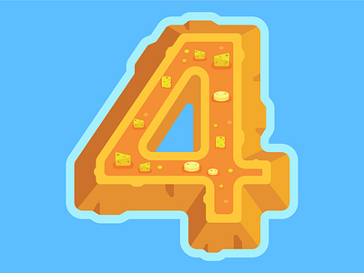 36 Days Of Type | 4 36daysoftype affinity designer cheese cheese island flat illustration island isometric landscape number 4 vector