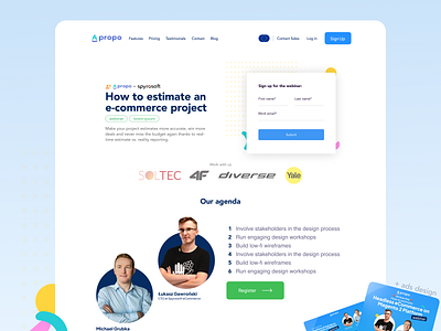 Landing page for a webinar minimal ui web