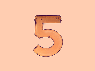 36 Days of Type: 5 / Flan 36 days of type 5 art caramel design drawing five flan food illustration
