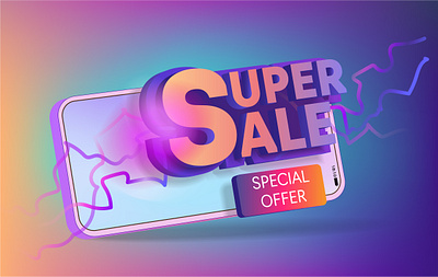 A banner for a sale with the inscription super sale on the mobil label