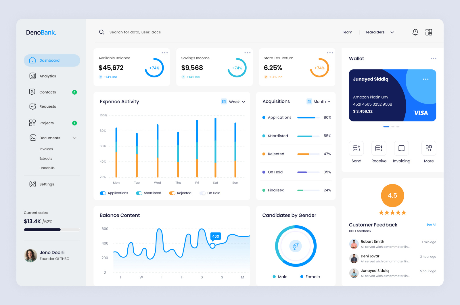 DenoBank - Dashboard UI by Junayed Siddique on Dribbble