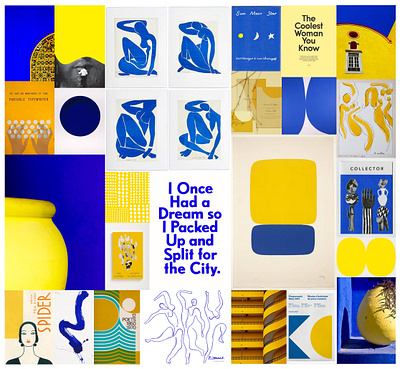 Moodboard: Vente App 2 app design blue and yellow branding collage moodboard theme visual design