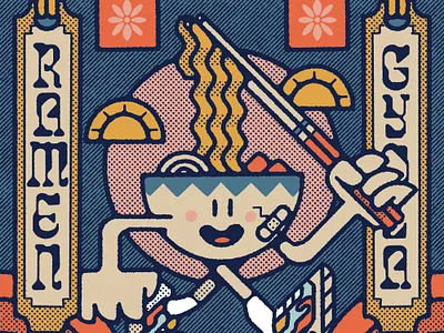 Ramen & Gyoza cartoon character design graphic design illustration