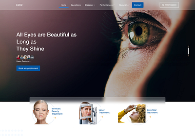 Landing page for an ophthalmologist cataract doctor eye doctor gray start eye treatment landing page medical medical landing page opthamologist raja services testimonials