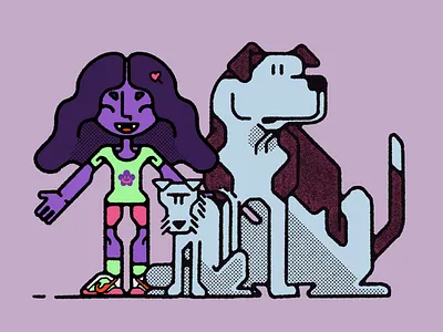 Family character design dogs graphic design illustration