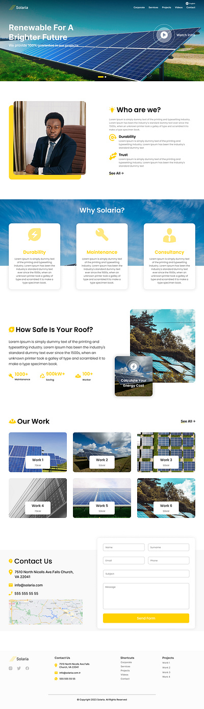 Solaria Corporate Website figma solar solarpanel ui web