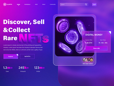 Target NFT Landing Page adobe adobe xd art colorful creative design envato graphic design nft photoshop typografy ui ux