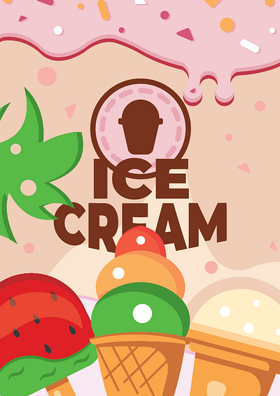 "Ice Cream" Poster Design art artwork banner creative design graphic graphic design illustration poster ui