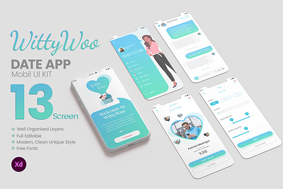 WittyWoo Date App adobe adobe xd app art creative date app design desing graphic design mobile ui ux