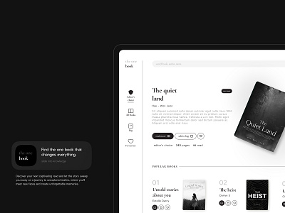 Library landing page UI | the one book app books branding design library library ui more books novel reader reading school the one book ui ux