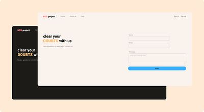 Help Form blue button color dark design form help light message orange page ui website