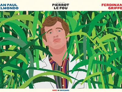 Maybe I'm Daydreaming animation character illustration characterillustration design digital illustrator drawing french new wave godard graphic design illustration jean paul belmondo new wave nouvelle vague pierrot le fou portrait vector