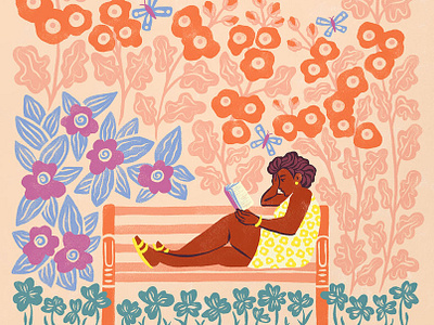 Summer Reading Poster black woman cover flowers handdrawn handlettering illustration poster poster design reading woman