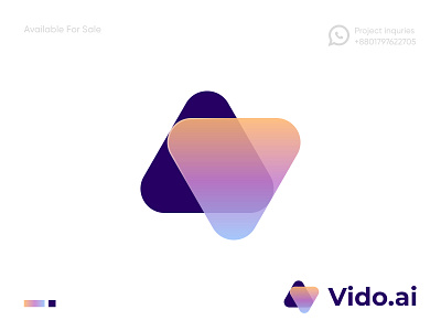 Vido.ai Logo abstract logo ai logo app icon av logo branding logo logo design logo designer minimalist logo modern logo play ai play logo saas logo tech logo