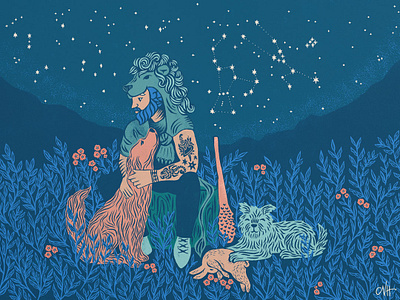 Orion ✨ constellation digital illustration dogs greek greek mythology handdrawn illustration myths orion stars