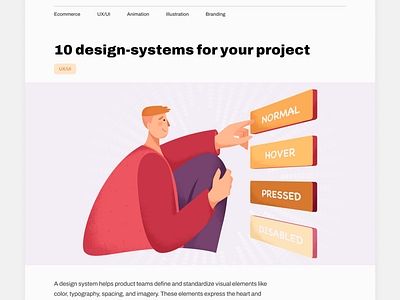 Blog article "Design-systems" art button design design system digital hover illustration ui ui kit ux vector