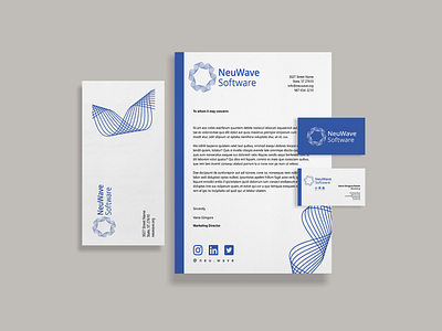 NeuWave Software - Identity Collateral brand identity business card envelope identity identity collateral indesign letterhead stationery stationery design