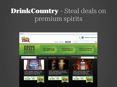 NotchUX > DrinkCountry - Steal deals on premium spirits mobile ux ux web app