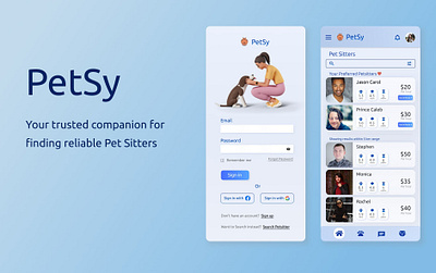 Mobile app design - Petsy app design gradient mobile petsitter ui ux