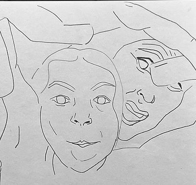Grooving kid illustration kid line sketch mother pencil people