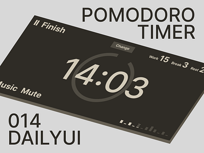 Pomodoro Timer app creative dailyui dailyui014 dailyui14 display interface monochrome pomodoro time timer ui