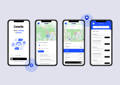 CrewZe - Mobile Taxi Booking App 🚕 3d adobe animation branding design design layout figma graphic design illustration logo motion graphics taxi taxi app ui ui design user experience ux ux design vector