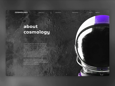 Cosmology / About clean cosmonaut cosmos dark website landing landing page minimal planet product design scroll space transition trending design ui ux web design website wow effect