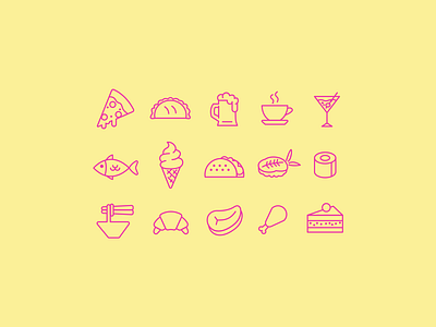 Youi Smart Menu - Icon Pack american branding chicken coffee design empanada fish food graphic design ice cream icons illustration items logo martini pennsylvania pizza ramen sushi taco