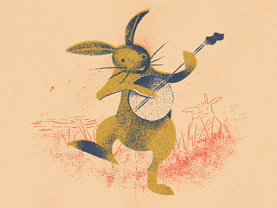 Unused direction: Banjo bunny illustration band merch bluegrass bunny country cute design gig poster grit hand drawn illustration music branding music illustration old time rabbit richmond river string band texture twang