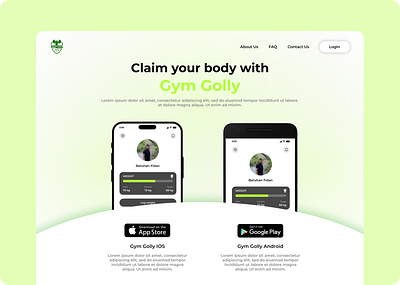 Gym Golly Landing Page Design adobe xd app app design app ui design figma interface interface design mobile mobile app mobile app design mobile ui ui user user interface