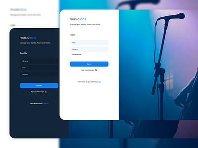 Login / Register - Sign in / Sign up blue button color dark dark theme design desktop form graphic design input light light theme login register sign in sign up theme ui website white