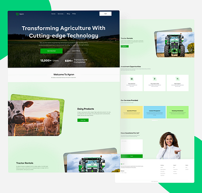 Agron Landing Page agriculture branding figma landing page product design technology ui ux website design