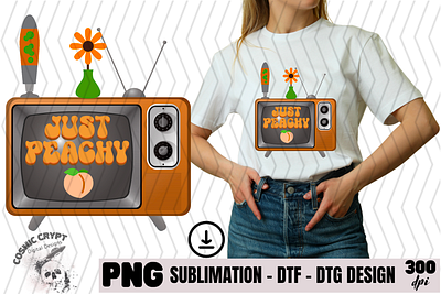 Just Peachy - PNG Digital Design cute design digital download dtf dtg fun peach popular retro sublimation trendy