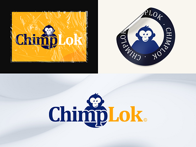 Chimplok Logo Design, Wordmark branding chimpa chimpanzee education emblem finance gorilla graphic design identity logo mascot monkey sticker texture typography wordmark